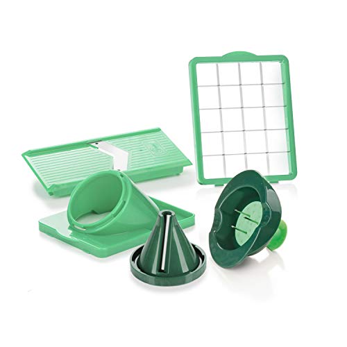 Genius Nicer Dicer Chef S Kombi-Set Premium Upsell (5 Teile) mit Nicer Slicer Julienne-Schneider Hobeleinsatz Gemüsehobel - einfach und schnell Obst schneiden in smaragdgrün von Genius