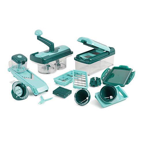 Genius A34064 Nicer Dicer Fusion Smart 23tlg Gemüseschneider blau - Spiralschneider zum Gemüse schneiden mit Twist, Slicer, Julietti aus TV-Werbung von Genius