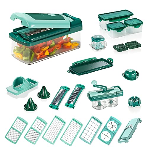 Genius Nicer Dicer Fusion Smart Set (34 Teile) inkl. Twist Alles-Schneider Hobeln Würfeln Julienne Spiralen Obst- und Gemüseschneider - Ideal für den gesunden Lebensstil von Genius