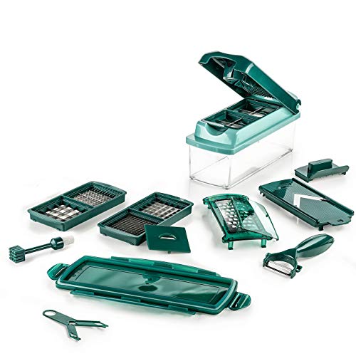 Genius Nicer Dicer Plus | 14 Teile | Obst- und Gemüseschneider | NEU, 26.5 x 9 x 13 cm, Kunststoff, Edelstahl von Genius