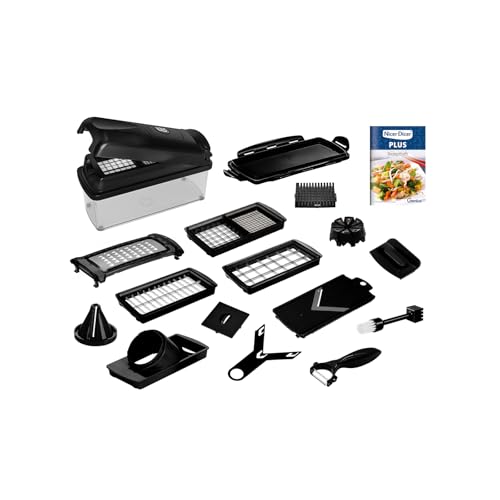 Genius Nicer Dicer Plus Gemüseschneider 17-tlg Jubiläums-Edition – Gemüsehobel Reibe mit 1.5L Auffangbehälter mit Deckel, Spiralschneider, Zwiebelschneider, Würfel, Stifte, Scheiben, Rezeptheft Genius Nicer Dicer Plus Gemüseschneider 17-tlg Jubiläums-Edition – Gemüsehobel Reibe mit 1.5L Auffangbehälter mit Deckel, Spiralschneider, Zwiebelschneider, Würfel, Stifte, Scheiben, Rezeptheft von Genius