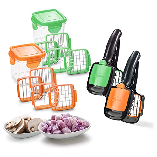 Genius Nicer Dicer Quick, Edelstahl, Kunststoff, Grün & Orange, 7 TLG von Genius