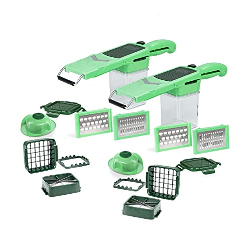 Genius Nicer Dicer Quick Professional Set 24tlg - Zerkleinerer mit 6 austauschbaren Messereinsätzen und Auffangbehälter 320 ml im Handformat inkl. Ansteckrahmen A81995 von Genius