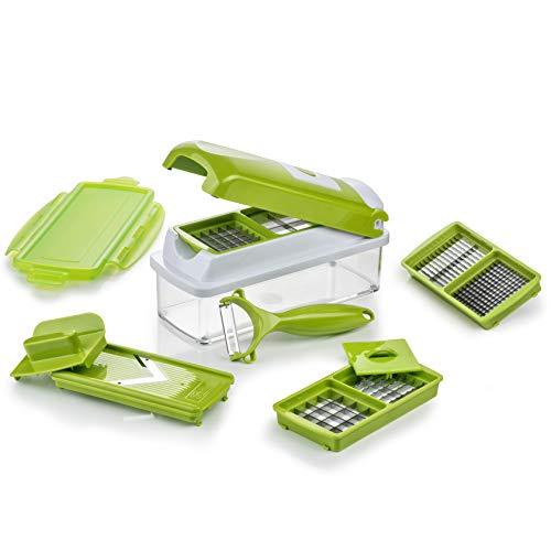 Genius Nicer Dicer Smart (10 teilig) Gemüseschneider Zwiebel-schneider Mandoline Multischneider Gemüse-hobel Obst-schneider - Würfel Stifte - Gurkenhobel Pommesschneider von Genius