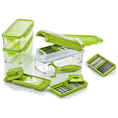 Genius Nicer Dicer Smart (14 tlg.) in Kiwi - Gemüseschneider für Würfel, Stifte, Scheiben, Streifen und Viertel inkl. Rezeptheft - Salatschneider Mandoline Gurkenhobel von Genius