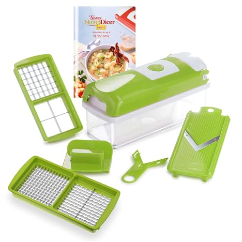 Genius Nicer Dicer Smart (6 tlg.) Grün - Gemüseschneider für Würfel, Stifte, Scheiben, Streifen und Viertel - Salatschneider Mandoline Gurkenhobel von Genius