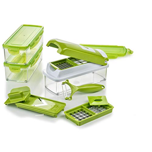 Genius Nicer Dicer Smart | 13 Teile | Gemüseschneider | Zwiebelschneider | Schneiden / Würfeln / Hobeln / Stifteln / Schälen / Aufbewahren | Mandoline | Multischneider | Gemüsehobel | Obstschneider | NEU von Genius