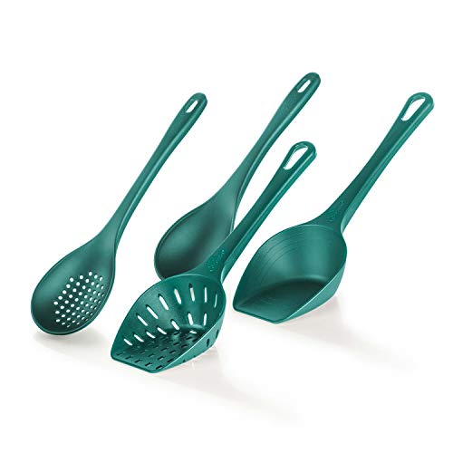 Genius Schöpfkellen-Set (4 Teile) Küchenhelfer-Set Kochbesteck-Set Kochlöffel-Set in grün pflegeleicht aus robustem Kunststoffmaterial Farbe Rubinrot von Genius