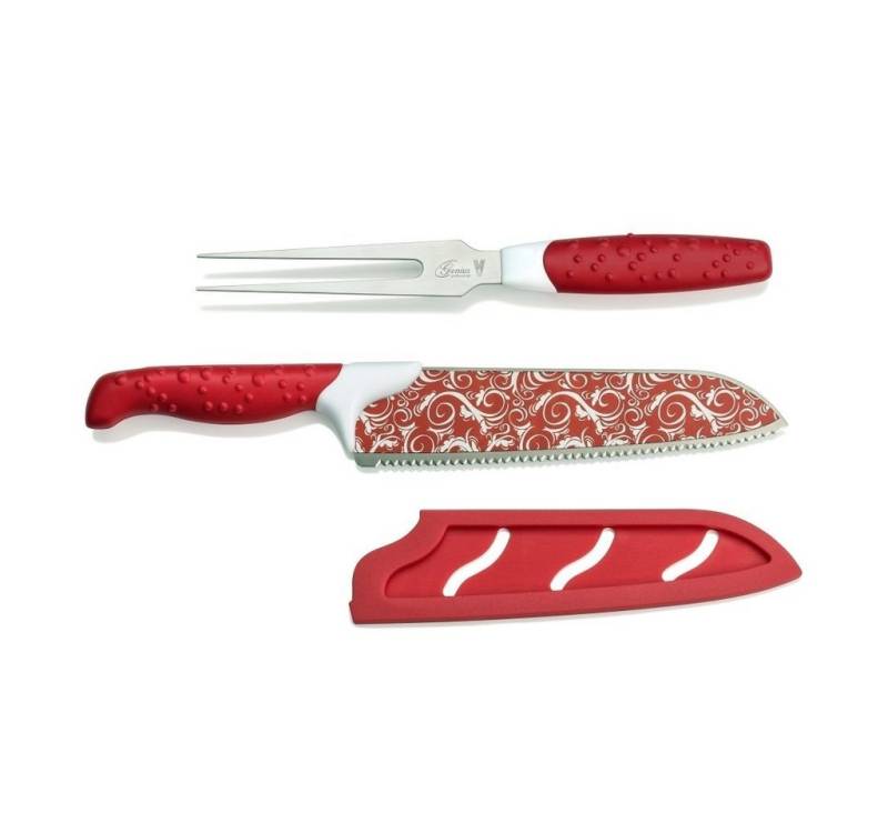 Genius Tranchierbesteck Genius - Magic Cut Messer Fleischgabel Set 3-tlg. Küchenmesser 24cm von Genius