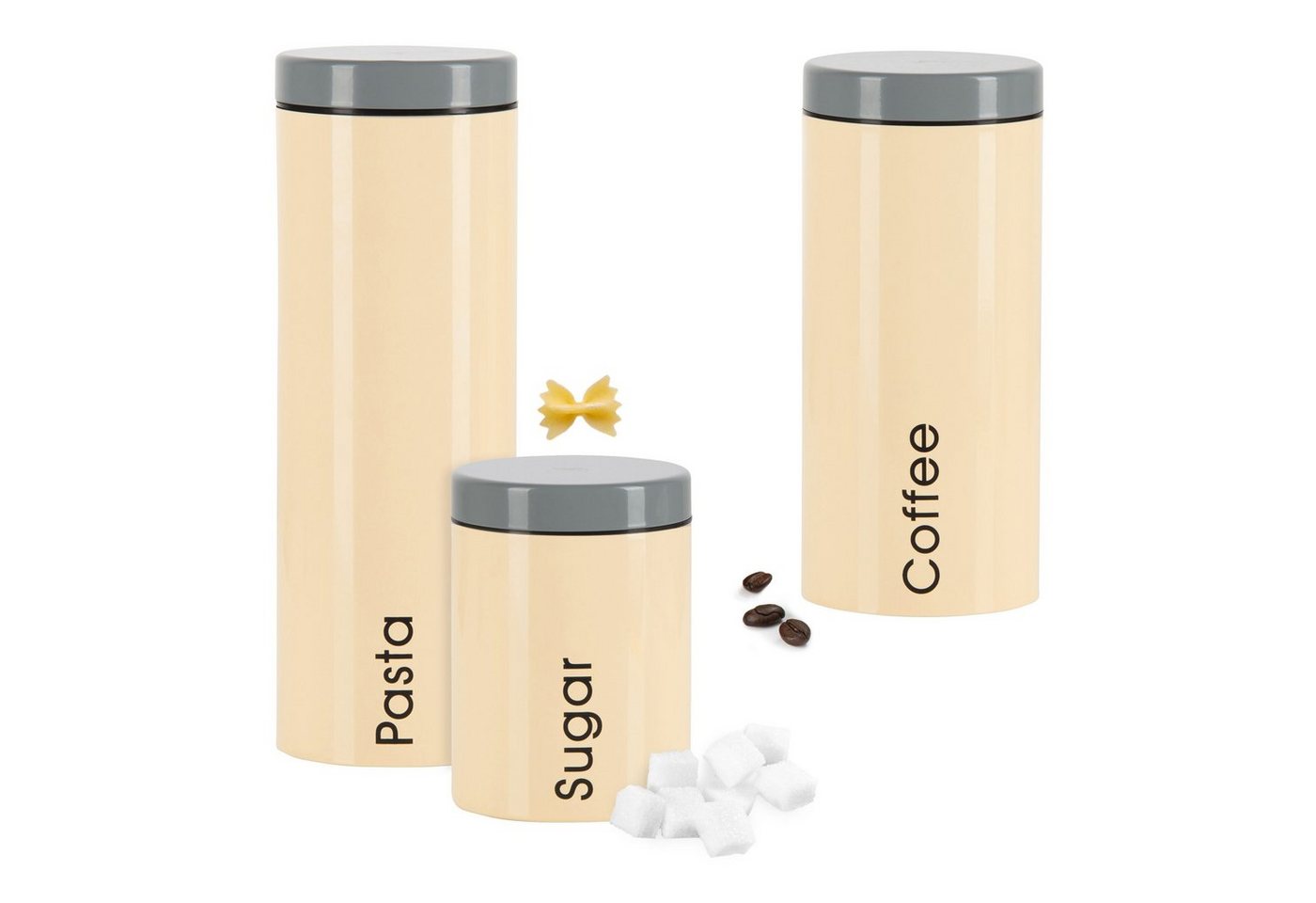 Genius Vorratsglas 3er-Set Vorratsdosen Genius: Pasta + Coffee + Sugar, Metall von Genius