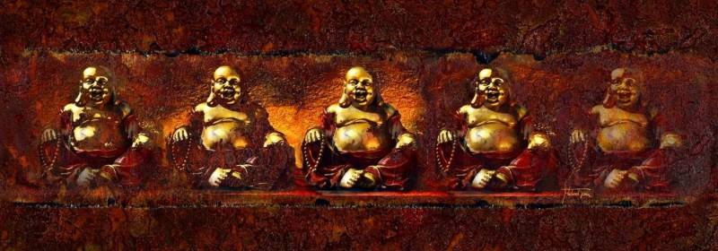 Genius Glasbild Glasbild 95x33cm Wandbild Bild Budda 12342 von Genius