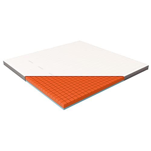 Genius eazzzy Premium Cube Topper – 200 x 200 cm, Höhe 9 cm, ergonomischer Matratzentopper, 2 in 1 Wende-Topper mit Fester & weicher Seite, Atmungsaktiver Mesh-Bezug, Eckschlaufen von Genius