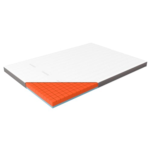 Genius eazzzy Premium Cube Topper – 200 x 200 cm, Höhe 9 cm, ergonomischer Matratzentopper, 2 in 1 Wende-Topper mit Fester & weicher Seite, Atmungsaktiver Mesh-Bezug, Eckschlaufen von Genius