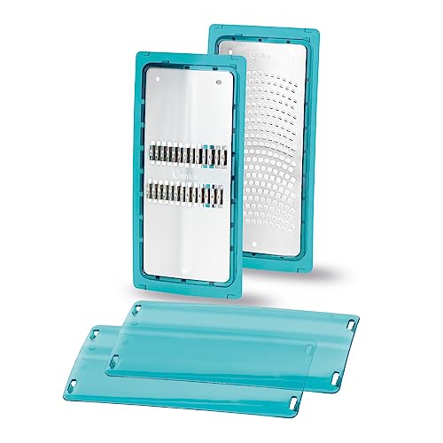 Nicer Dicer Chef Professional Gemüseschneider Reib-Einsätze | Set 2-tlg. - Zubehör, Julienne Reibe-Einsatz, Feiner Reibe-Einsatz, Schutzabdeckung. Gemüsereibe, Käsereibe von Genius