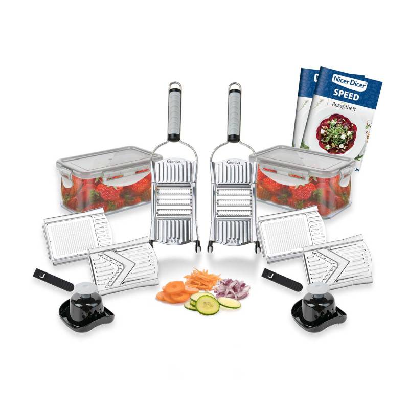 Nicer Dicer Speed Gemüsehobel | inkl. 2. Set Gratis (Set 18-tlg.) von Genius
