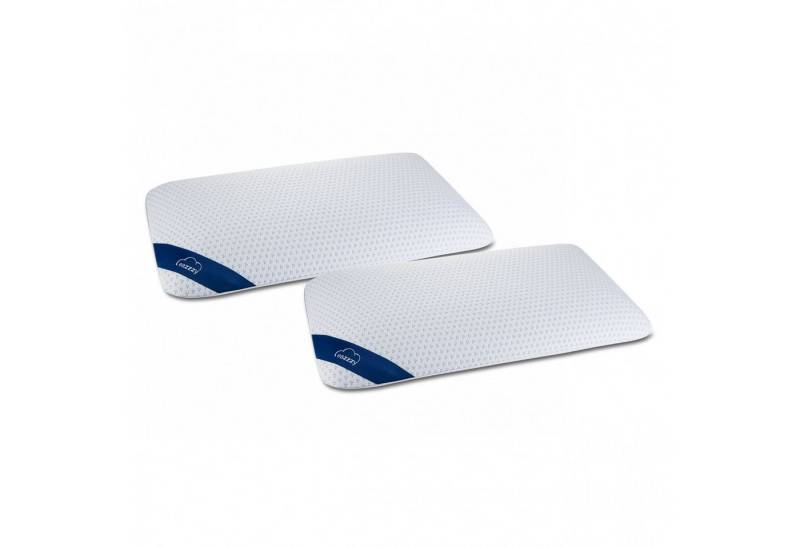Genius Schlafkissen eazzzy Schaumkissen 40x80 cm, 2 x eazzzy Nackenkissen/Schaumkissen 2 x Kissenbezug, Nackenstützkissen mit 2 Härtegraden + kühlender Gelschaum von Genius