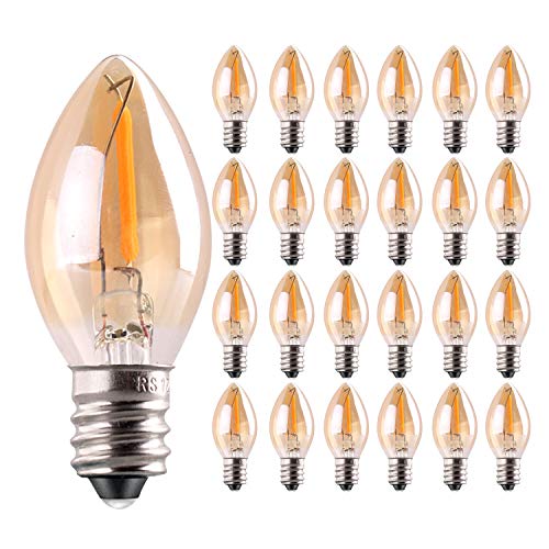Genixgreen C7 LED Birne E14 Edison Glühbirne 0.5W Filament Nachtlampe ersatz 5 W Glühlampen,2200K Warmweiß Vintage Glühbirnen für Weihnachten Dekorative,Nicht Dimmbar,25 Stücke von Genixgreen