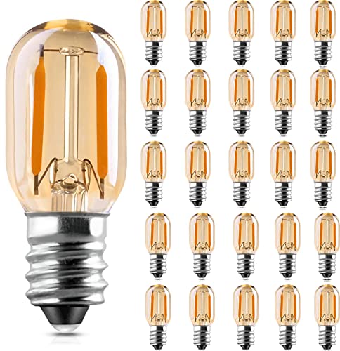 Genixgreen Glühbirne E14 Led Warmweiss 1W T22 Vintage Röhren Nachtlicht kühlschranklampe Ersetzt 10 Watt Glühlampen Equivalent, 2200K Nicht Dimmbar, 25er Pack von Genixgreen
