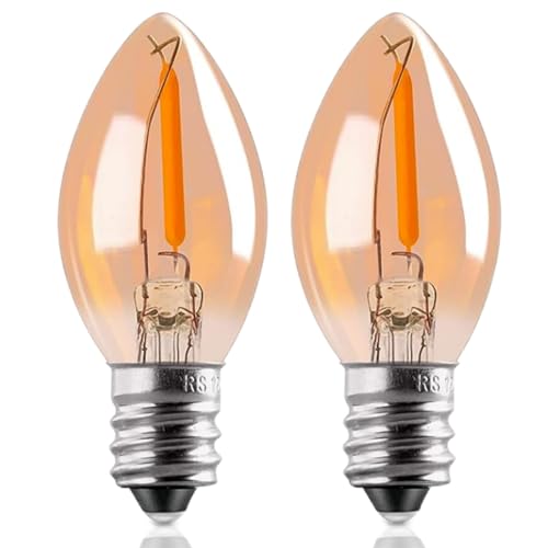 Genixgreen C7 LED Birne E14 Edison Glühbirne 0.5W Filament Nachtlampe ersatz 5 W Glühlampen,2200K Warmweiß Vintage Glühbirnen für Weihnachten Dekorative,Nicht Dimmbar,2 Stücke von Genixgreen