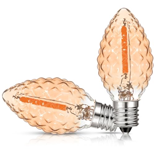 Genixgreen Decorative C7 LED Birne E14 Edison Glühbirne 0.5W Filament Nachtlampe ersatz 5 W Glühlampen,2200K Warmweiß Vintage Glühbirnen für Weihnachten Dekorative,Nicht Dimmbar,2 Stücke von Genixgreen