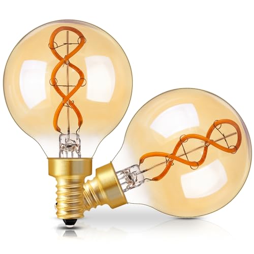 Genixgreen Dimmbar E14 LED Bulb 3W Vintage Glühbirne Ersetzt 30Watt G16.5 Glühlampen Antique Spiral LED Filament Light Bulb,200K Warimweß Retro Edison Led Birnen 2200K, 2er Pack von Genixgreen