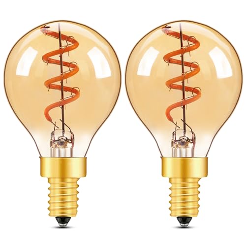 Genixgreen Dimmbar E14 LED Bulb 3W Vintage Glühbirne Ersetzt 30Watt G45 Glühlampen Antique Spiral LED Filament Light Bulb,200K Warimweß Retro Edison Led Birnen 2200K, 2er Pack von Genixgreen