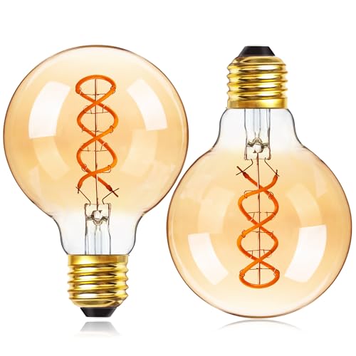 Genixgreen Dimmbar E27 LED Bulb 4W Vintage Glühbirne Ersetzt 40Watt G80 Glühlampen Antique Spiral LED Filament Light Bulb,2200K Warimweß Retro Edison Led Birnen, Klares Glas Ambre (GOLD) von Genixgreen