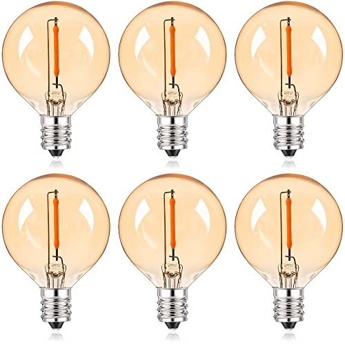 Genixgreen E12 Led Vintage Glühbirne G40 1W LED Filament Lampe Ersetzt 10 Watt Edison Glühbirne 2200K für Kronleuchter, Nicht Dimmbar,6 Stück von Genixgreen