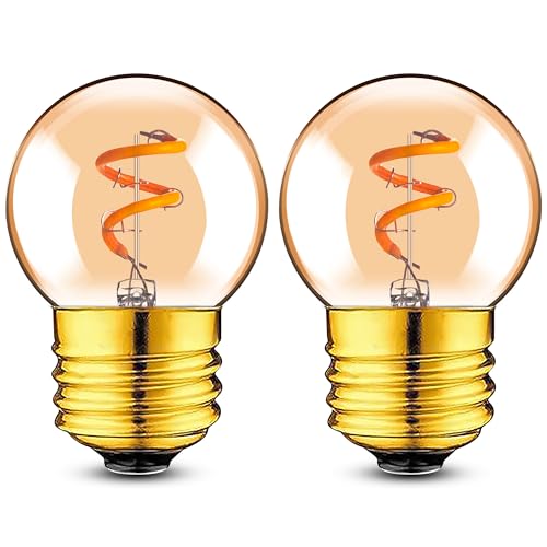 Genixgreen E27 Led Glühbirne G40 Mini Globe LED Birne 1W LED Filament Lampe Ersetzt 10 Watt Edison Glühlampen,2200K Vintage Glühbirne für Kronleuchter, Nicht Dimmbar,2 Stück von Genixgreen