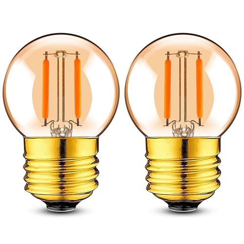 Genixgreen E27 Led Glühbirne G40G 1W LED Filament Lampe Ersetzt 10 Watt Glühlampen, 2200K Vintage Edison Glühbirne für Kronleuchter, Nicht Dimmbar,2 Stück von Genixgreen