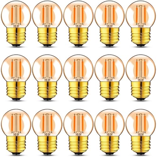 Genixgreen E27 Led Vintage Glühbirne G40 1W LED Filament Lampe Ersetzt 10 Watt Edison Glühbirne 2200K für Kronleuchter, Nicht Dimmbar,15 Stück von Genixgreen