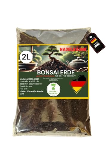 GENKI BONSAI Nadelbaum-Erde 2L - spezielles Substrat für Kiefer, Wacholder & Fichte - extrem durchlässig & mineralisch - fördert Mykorrhiza, verhindert Staunässe & ideal für Outdoor-Bonsai von Genki-Bonsai