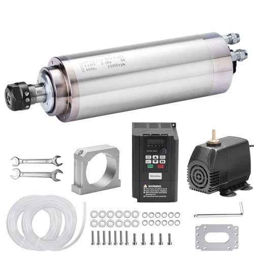 Genmitsu CNC-Spindelmotor-Kits, 2,2 kW wassergekühlter Spindelmotor, CNC-Motor mit VFD und Wasserpumpe, Aluminium-Klemmhalterung mit 80 mm Durchmesser, ER11-Spannzange, 0,003 mm Genauigkeit Genmitsu CNC-Spindelmotor-Kits, 2,2 kW wassergekühlter Spindelmotor, CNC-Motor mit VFD und Wasserpumpe, Aluminium-Klemmhalterung mit 80 mm Durchmesser, ER11-Spannzange, 0,003 mm Genauigkeit von Genmitsu