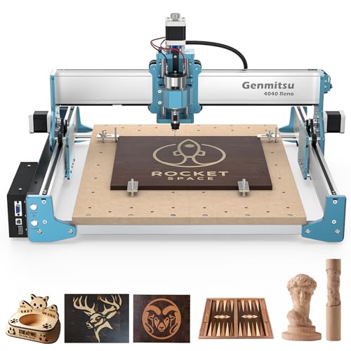 Genmitsu 4040 Reno CNC Router Fräsmaschine, Upgrade Desktop Graveur mit geräuschloser Bewegung für Holz Acryl Metall, Unterstützung 4. Achse Rotationsmodul, Arbeitsbereich 400 x 400 x 76mm von Genmitsu