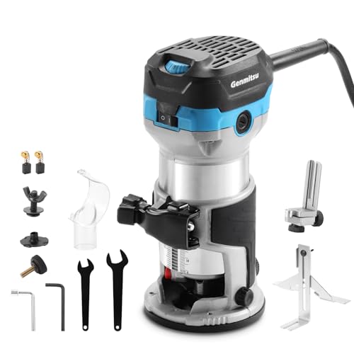 Genmitsu Oberfräse und Trimmer 1,25HP, mit fester Basis, 6 variable Geschwindigkeiten, 10.000–30.000 U/min, mit 1/4 Zoll Spannzange Genmitsu Oberfräse und Trimmer 1,25HP, mit fester Basis, 6 variable Geschwindigkeiten, 10.000–30.000 U/min, mit 1/4 Zoll Spannzange von Genmitsu