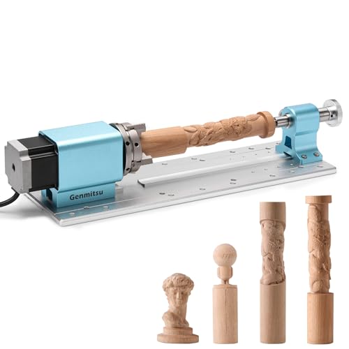 Genmitsu Rotationsmodul-Kit für PROVer XL 4030 V1/6050 Plus CNC-Fräsmaschine mit NEMA23 Planetengetriebe-Schrittmotor, 4-Backen-Futter, 10:1 Untersetzungsgetriebe, Länge 15-275mm, Durchmesser 2-67mm von Genmitsu