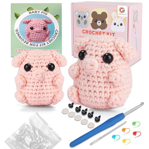 Genround Häkelpaket für Anfänger, Häkelset mit Schritt-für-Schritt-Video-Tutorials, Häkelset Anfänger Tiere Kinder Erwachsene von Genround