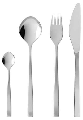 Gense Fuga Besteck Set 4 Personen, Essbesteck 4 Personen Spülmaschinenfest, Klassisches & Hochwertiges Besteckset 16-Teilig, Skandinavisches Design, Edelstahl Matt/Glänzend von Gense