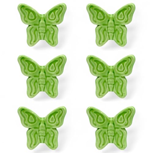6 Keramik-Schmetterlinge mit Magnet (5,5 cm), Gastgeschenke, Tischkarten (Apfelgrün) von Gentile Ceramiche