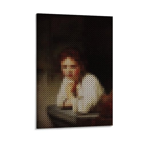 Leinwand-Poster, Motiv: Mädchen lehnt sich an ein Fenster, Wandkunst, Gemälde, Büro, Heimdekoration, Geschenke, 30 x 45 cm von Gentinap