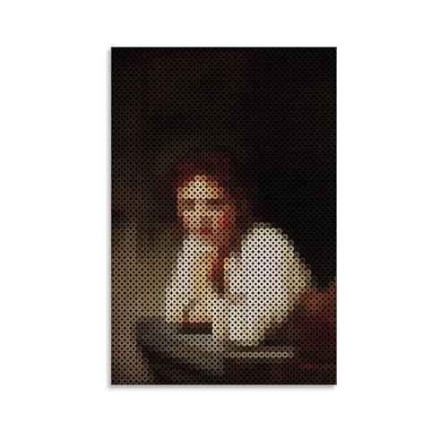 Leinwand-Poster, Motiv: Mädchen lehnt sich an ein Fenster, Wandkunst, Gemälde, Büro, Heimdekoration, Geschenke, 50 x 75 cm von Gentinap