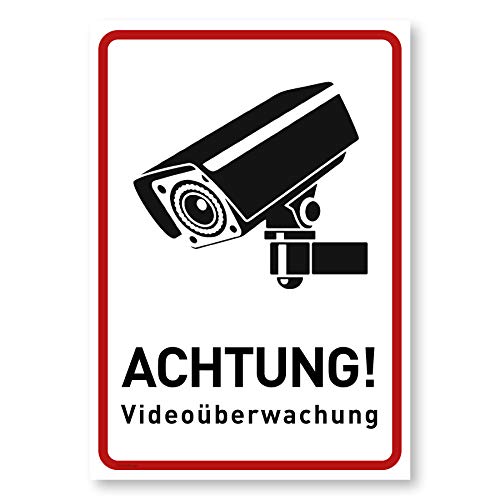 Achtung Videoüberwachung Schild (14x20 cm Kunststoff) (hochkant) - Warnschilder und Hinweisschilder - Videoüberwacht Schilder von Gentle North