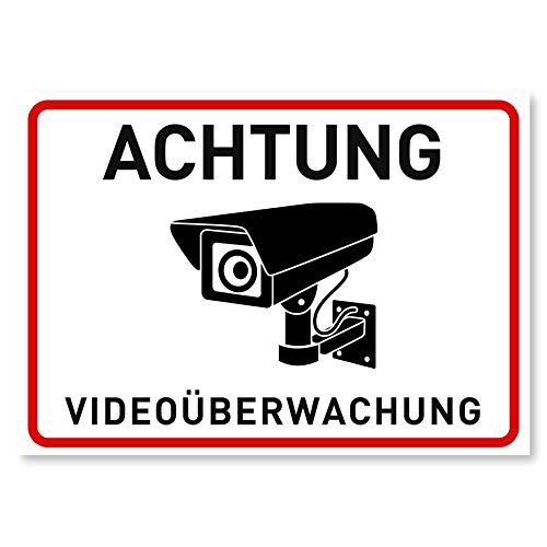 11 x Aufkleber Videoüberwachung - A6 (14,8 x 10,5 cm) - Schild - Hinweisschild - Warnschild - Achtung Videoüberwachung für Fenster und Türen - Warnhinweis für außen - V2 von Gentle North