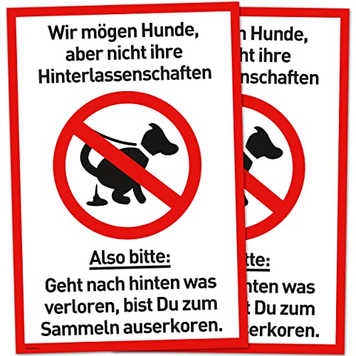 2er Set Schild Hunde kacken verboten (20 x 30 cm Kunststoff) - Lustig - Kein Hundeklo - Hundekot Schild - Hunde Verbotsschilder - Hundeschilder von Gentle North