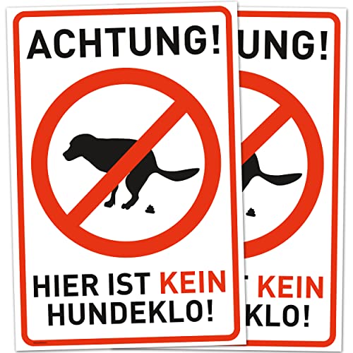 2er Set Schild Hunde kacken verboten (20 x 30 cm Kunststoff) - Kein Hundeklo - Hundekot Schild - Hunde Verbotsschilder - Hundeschilder von Gentle North