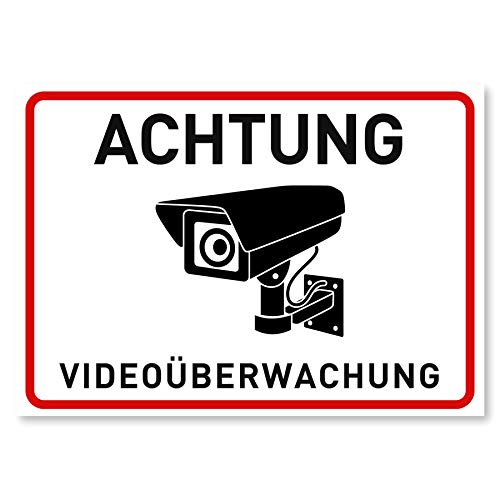 Gentle North Kunststoff, 3 x Aufkleber Videoüberwachung - A6 (14,8 x 10,5 cm) - Schild - Hinweisschild - Warnschild - Achtung Videoüberwachung für Fenster und Türen - Warnhinweis für außen - V2 von Gentle North