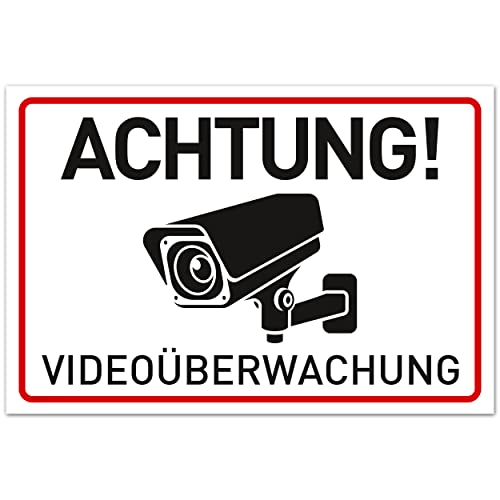 Achtung Videoüberwachung Schild (30x20 cm Kunststoff) - Warnschilder und Hinweisschilder - Videoüberwacht Schilder von Gentle North