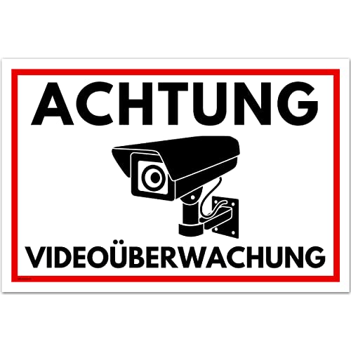 Achtung Videoüberwachung Schild (30x20 cm Kunststoff) - Schild Videoüberwachung von Gentle North