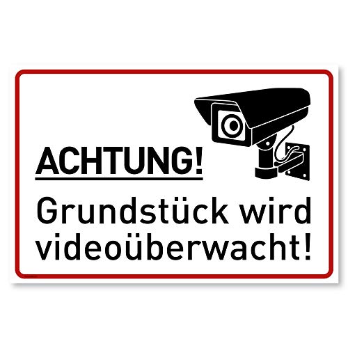 Achtung Videoüberwachung Schild (30x20 cm Kunststoff) - Warnschilder und Hinweisschilder - Videoüberwacht Schilder (Neue Cam) von Gentle North