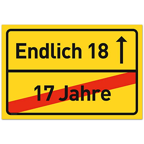 18 Geburtstag Schild - Lustige Geschenke oder Dekoration - Party Deko Geschenkideen für den 18 - Geschenk für Mädchen und Junge - 30x20 cm Kunststoff von Gentle North